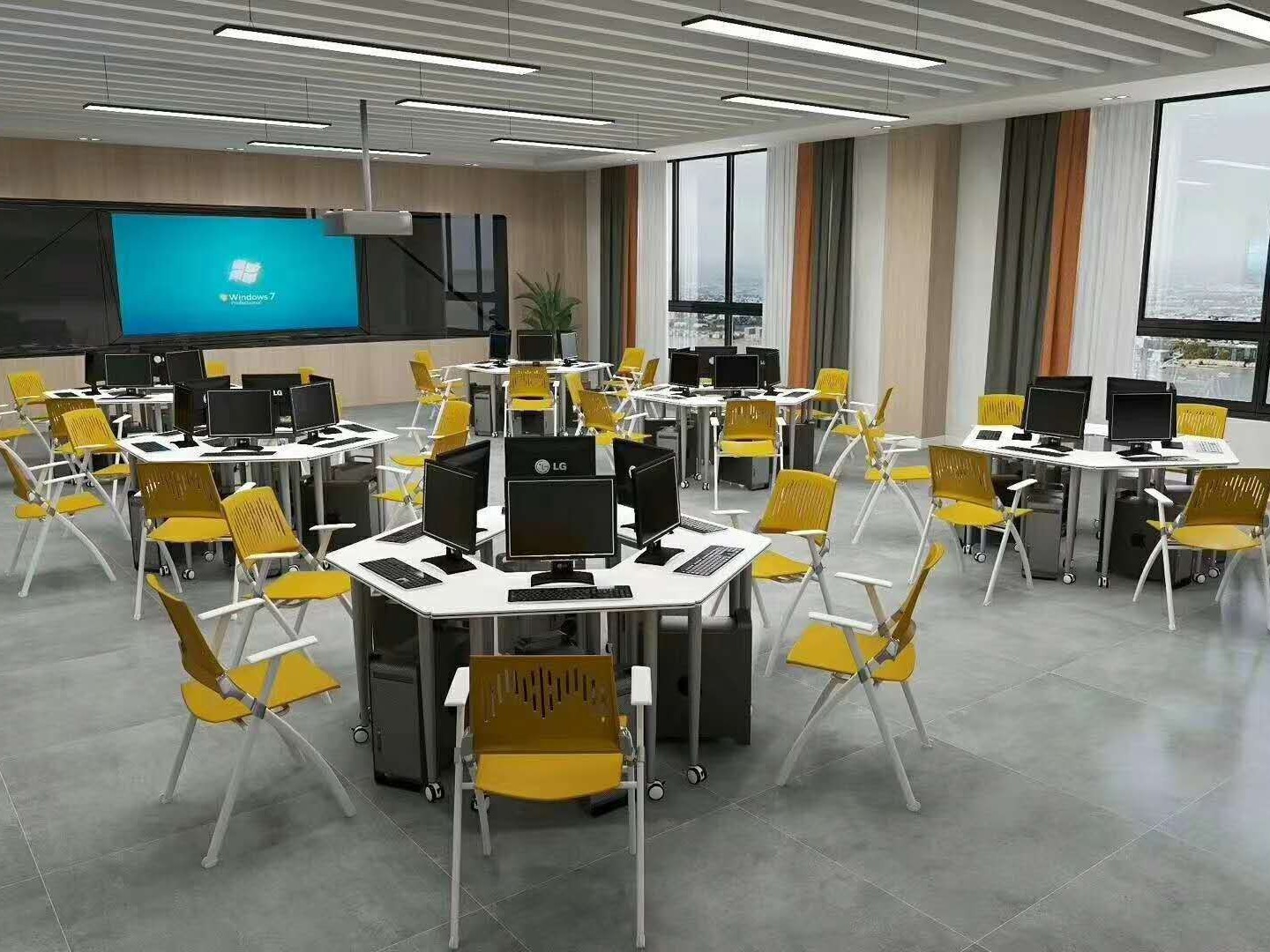 智慧教室多边形组合电脑桌二