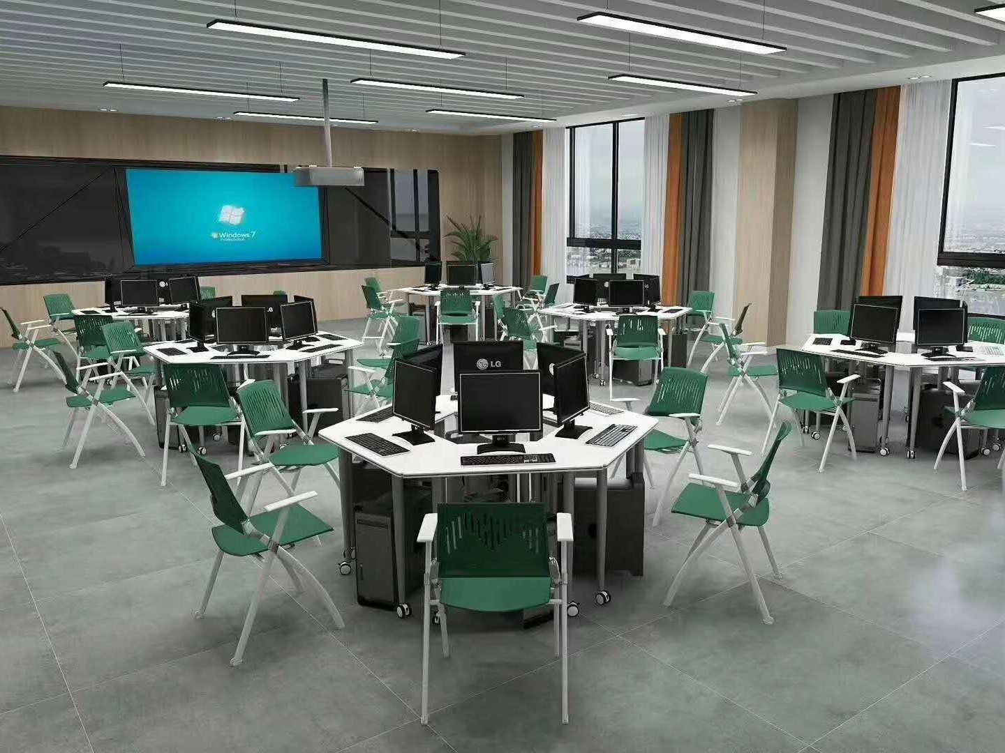 智慧教室多边形组合电脑桌三