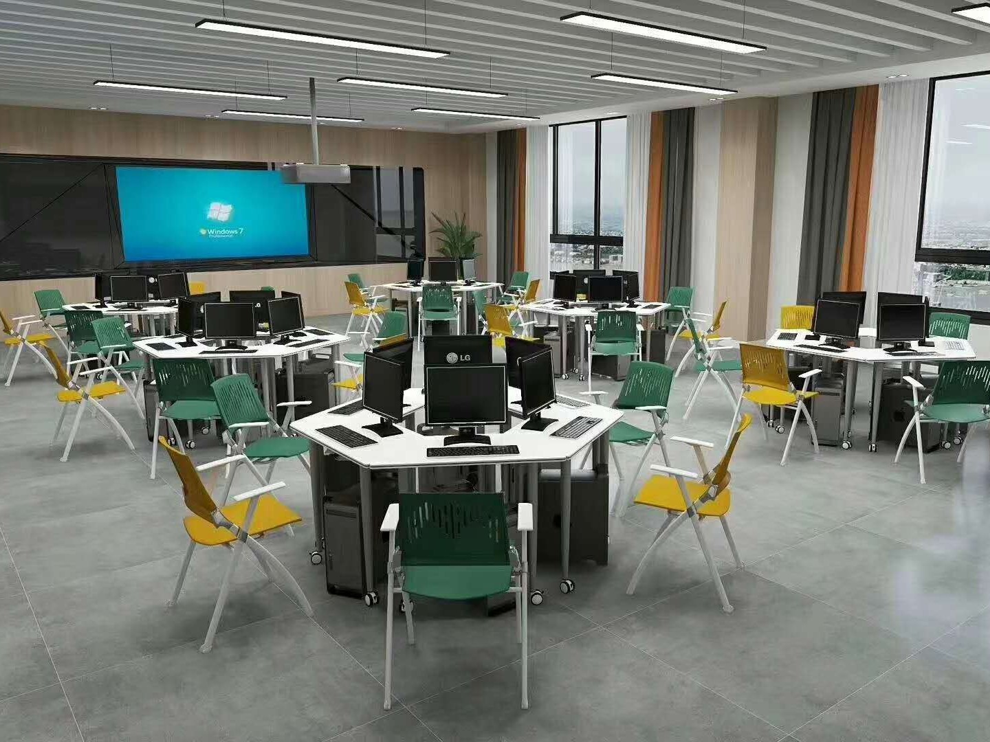 智慧教室多边形组合电脑桌四